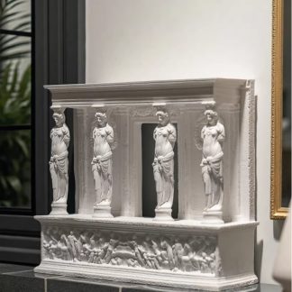 Miniature Plaster Greek Temple with Caryatids – Decorative Architectural Sculpture
