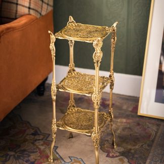 Ornate Brass Accent Table with Claw Feet for Living Room