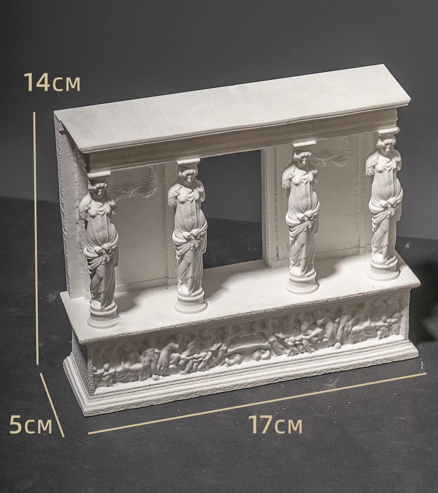 Miniature Plaster Greek Temple with Caryatids – Decorative Architectural Sculpture - Image 2
