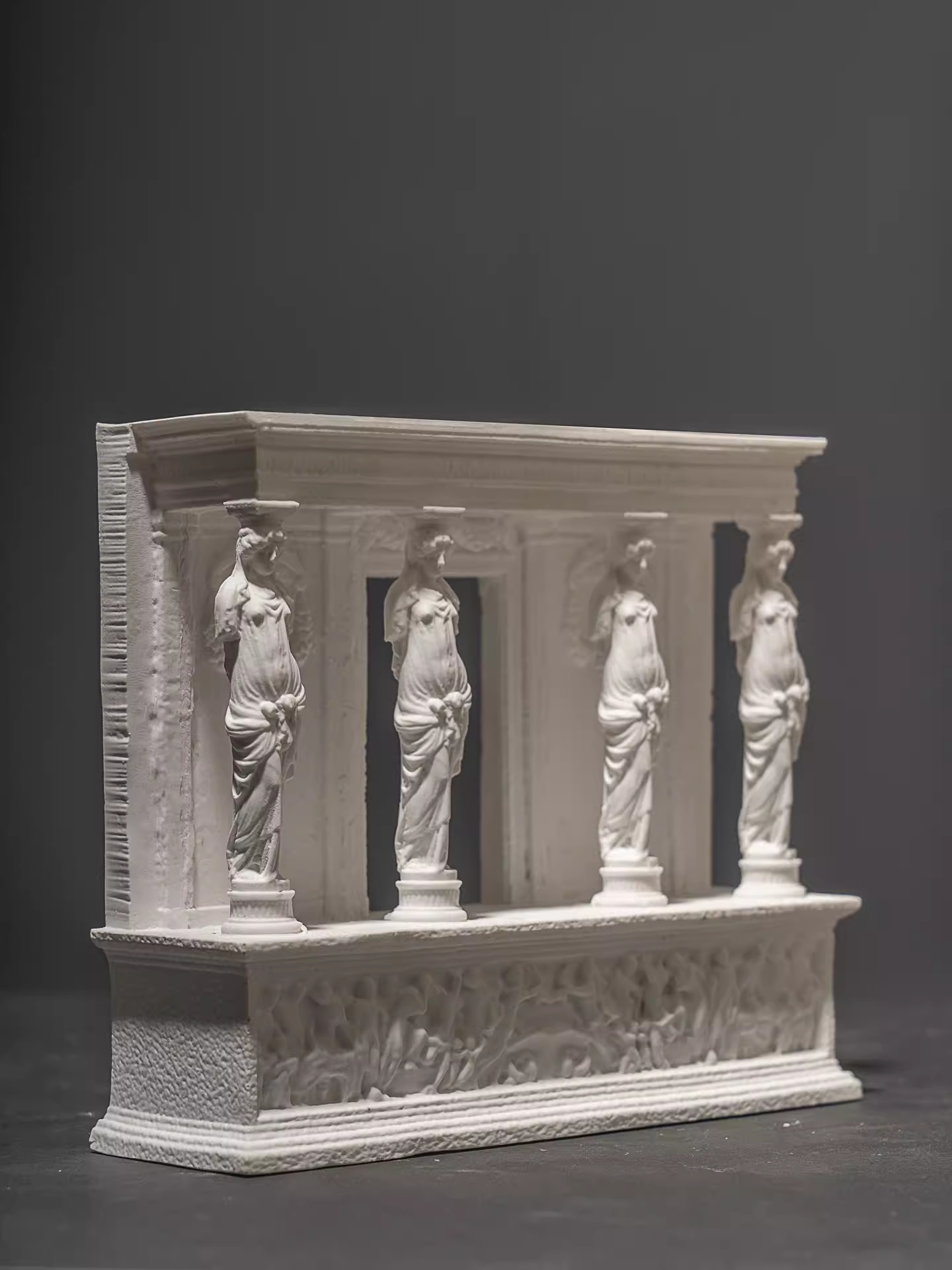 Miniature Plaster Greek Temple with Caryatids – Decorative Architectural Sculpture - Image 3