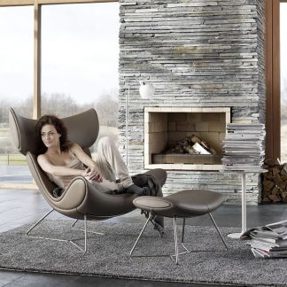 Modern Leather Egg Chair with Ottoman – Cozy Lounge Accent for Contemporary Living Rooms