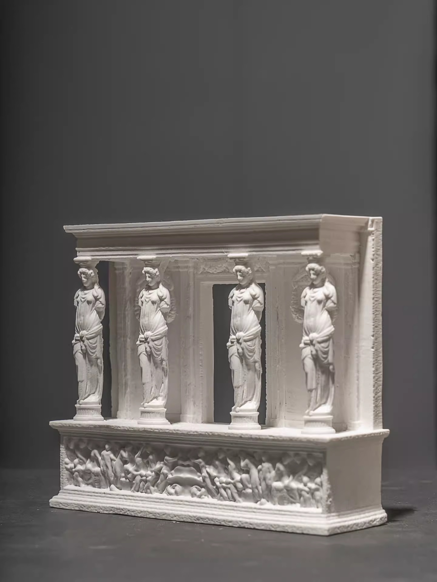 Miniature Plaster Greek Temple with Caryatids – Decorative Architectural Sculpture - Image 5