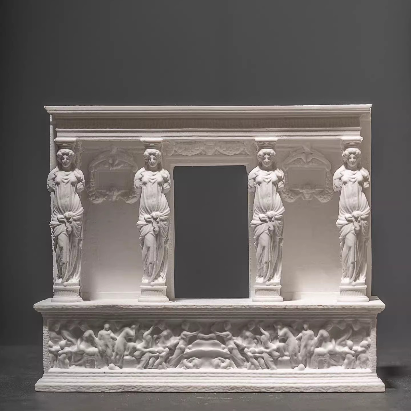 Miniature Plaster Greek Temple with Caryatids – Decorative Architectural Sculpture - Image 6