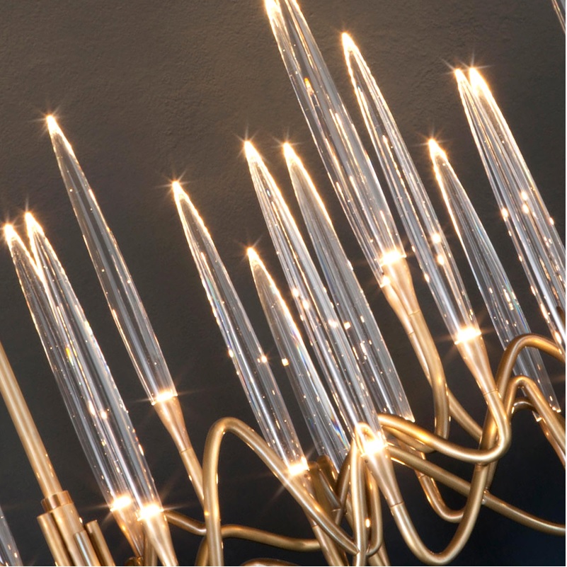 Modern Wave Crystal Chandelier – Brass & Glass Statement Pendant Light for Luxury Dining Rooms & Living Spaces - Image 3