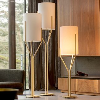 Modern Branch Style Standing Lamp with 30cm White Fabric Shade