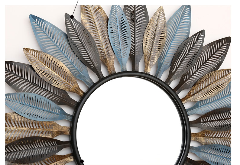 860mm Boho Sunburst Mirror with Feather Accents - Image 5
