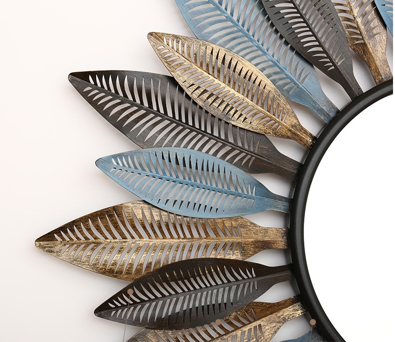 860mm Boho Sunburst Mirror with Feather Accents - Image 6