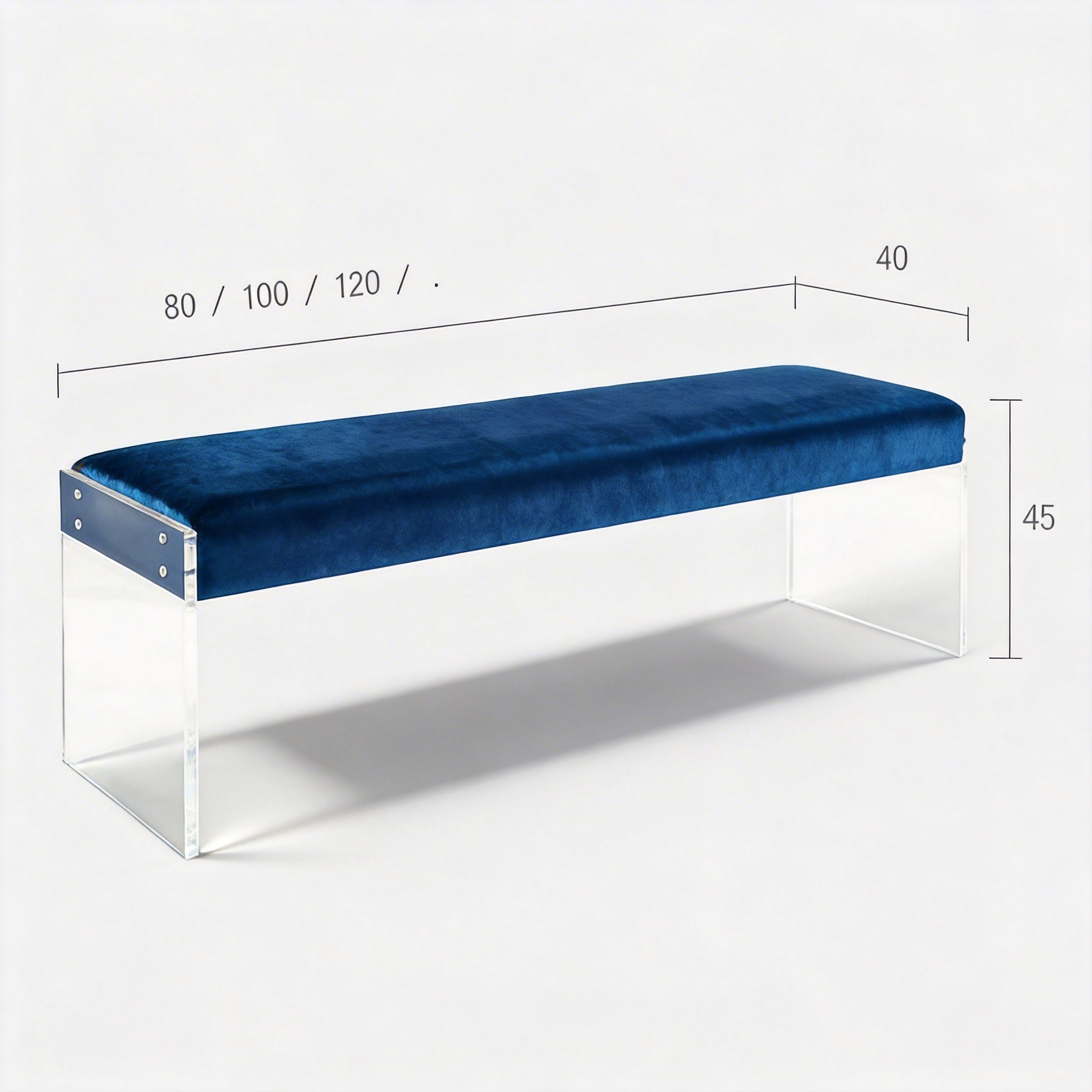 The Floating Effect Transparent Acrylic Bench 120x40cm, Seat Height 45cm - Image 6