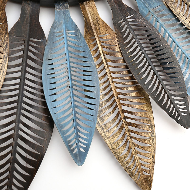 860mm Boho Sunburst Mirror with Feather Accents - Image 4