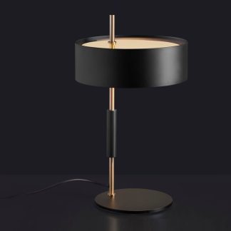 Black & Brass Drum Table Lamp