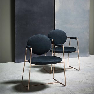 Contemporary Stainless Steel Armchair with Round Backrest