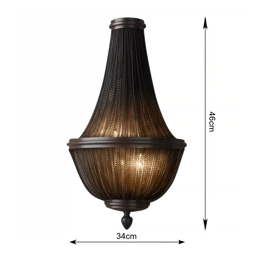 Gothic Revival Metal Wall Lamp with Blackened Aluminum Fringe - Image 3