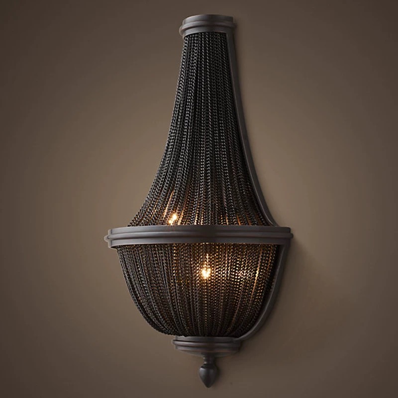 Gothic Revival Metal Wall Lamp with Blackened Aluminum Fringe - Image 2