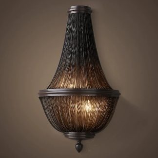 Gothic Revival Metal Wall Lamp with Blackened Aluminum Fringe