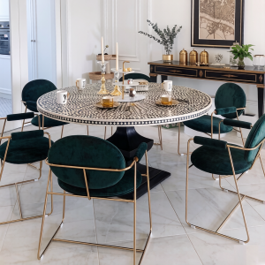 Minimalist Luxury Dining Chair: Black & Gold Edition