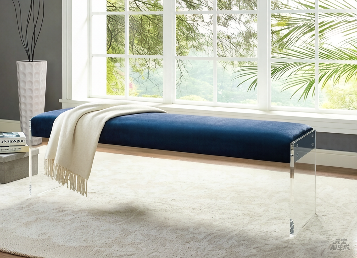 The Floating Effect Transparent Acrylic Bench 120x40cm, Seat Height 45cm - Image 7