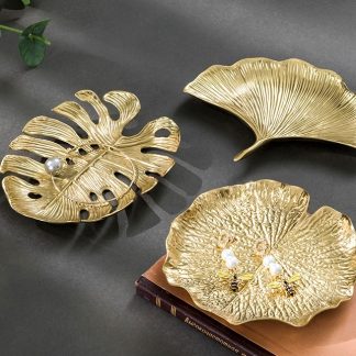 Botanical Gold Leaf Tray Set of 3