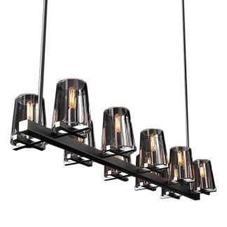 Modern Linear Chandelier with Glass Shades for Dining Room or Kitchen Island