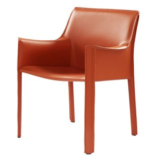 Modern Nordic Saddle Leather Dining Chair with Armrests