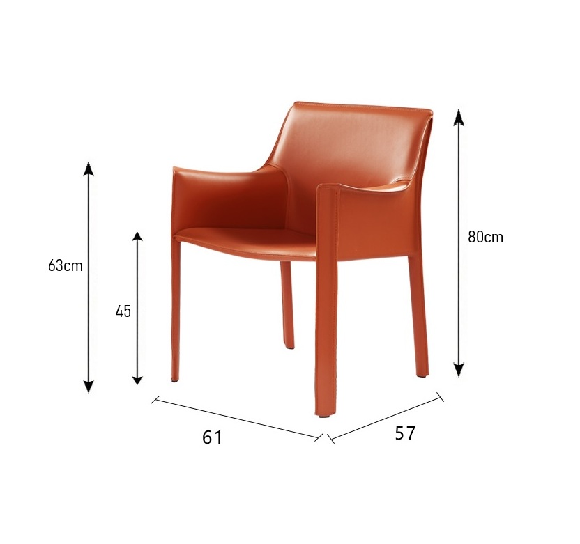 Modern Nordic Saddle Leather Dining Chair with Armrests, Set of 6 - Image 10