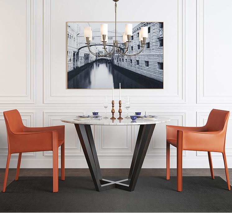 Modern Nordic Saddle Leather Dining Chair with Armrests, Set of 6 - Image 4