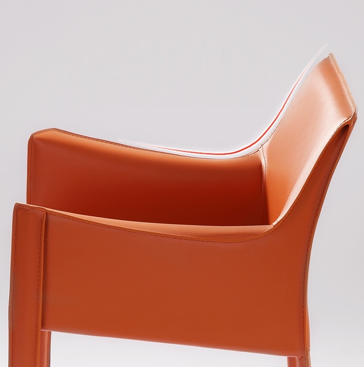 Modern Nordic Saddle Leather Dining Chair with Armrests, Set of 6 - Image 5