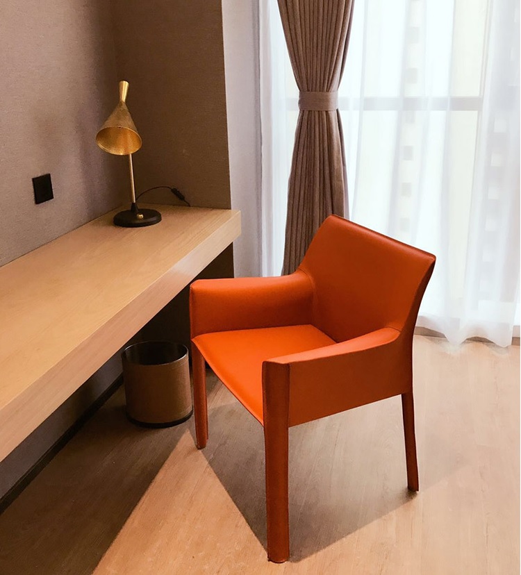 Modern Nordic Saddle Leather Dining Chair with Armrests, Set of 6 - Image 2