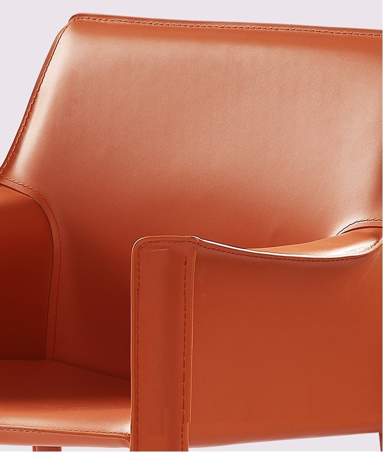 Modern Nordic Saddle Leather Dining Chair with Armrests, Set of 6 - Image 8