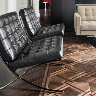 Pair of Barcelona Chairs – Modern Iconic Leather & Stainless Steel Lounge Chair