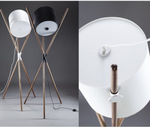 Natural Wood Stand & Black Industrial Studio Light