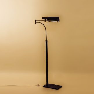 Retro Modern Black Metal Floor Lamp – Adjustable Arm Minimalist Task Lighting