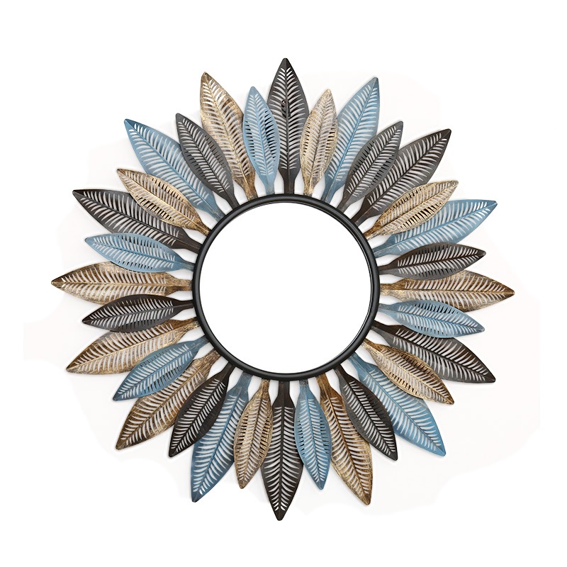 860mm Boho Sunburst Mirror with Feather Accents - Image 7
