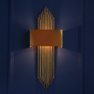 Modern Gold Metal Wall Sconce with Fabric Shade