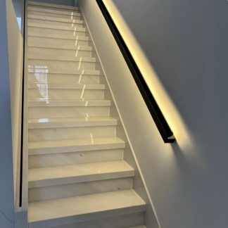Aluminum LED Stair Handrail Profile 95x78mm – Concealed Up/Down Dual Beam Lighting, Extruded Architectural Railing