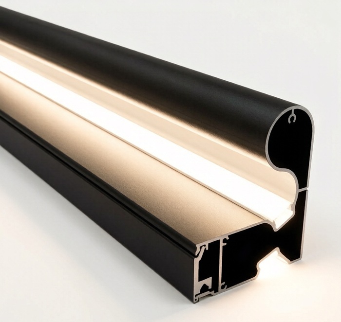 Aluminum LED Stair Handrail Profile 95x78mm – Concealed Up/Down Dual Beam Lighting, Extruded Architectural Railing - Image 3