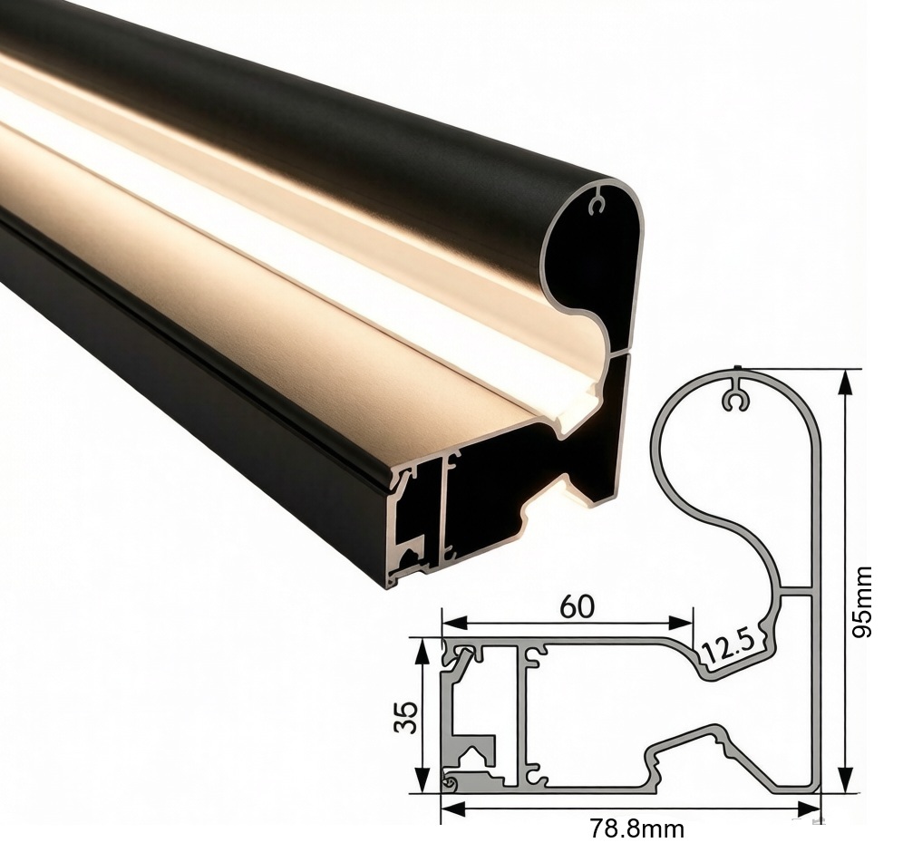 Aluminum LED Stair Handrail Profile 95x78mm – Concealed Up/Down Dual Beam Lighting, Extruded Architectural Railing - Image 7