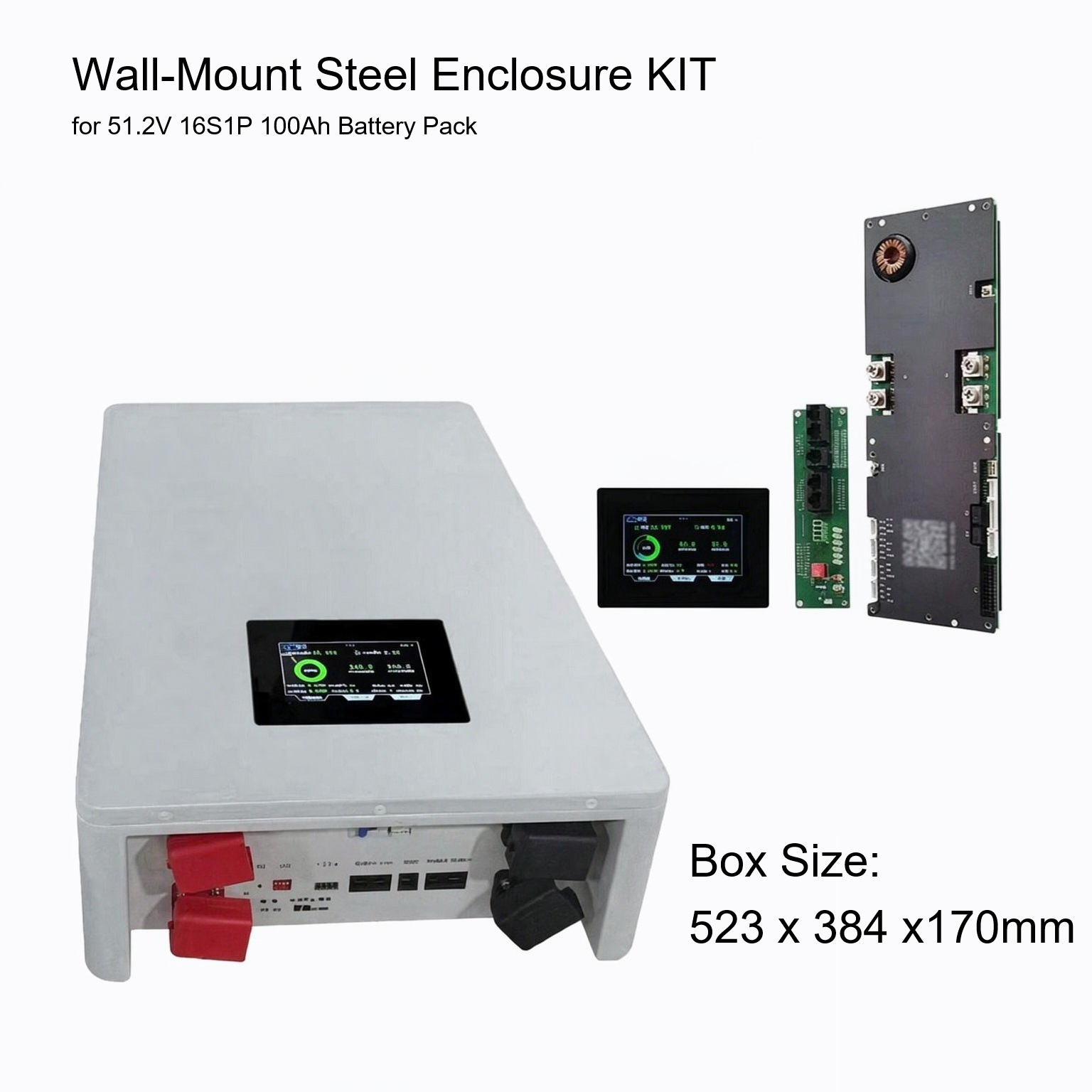 Wall-Mount Battery Enclosure KIT for 51.2V 100Ah LFP 5kWh Battery Pack