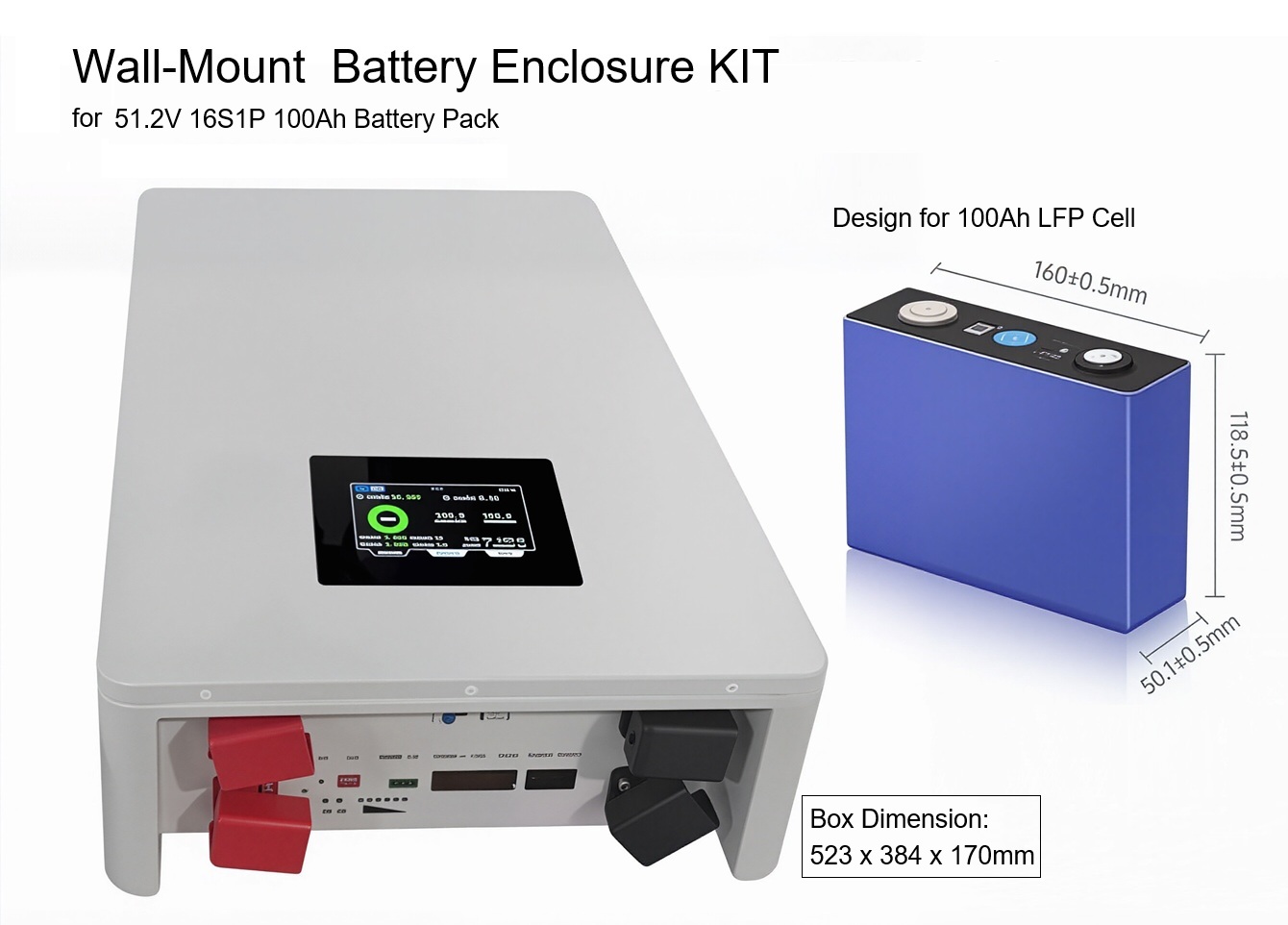 Wall-Mount Battery Enclosure KIT for 51.2V 100Ah LFP 5kWh Battery Pack - Image 2